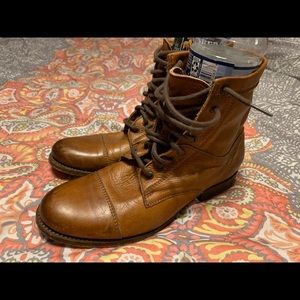 Frye Cognac combat boots